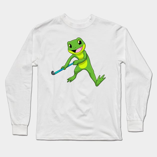 Frog at Hockey with Hockey bat Long Sleeve T-Shirt by Markus Schnabel